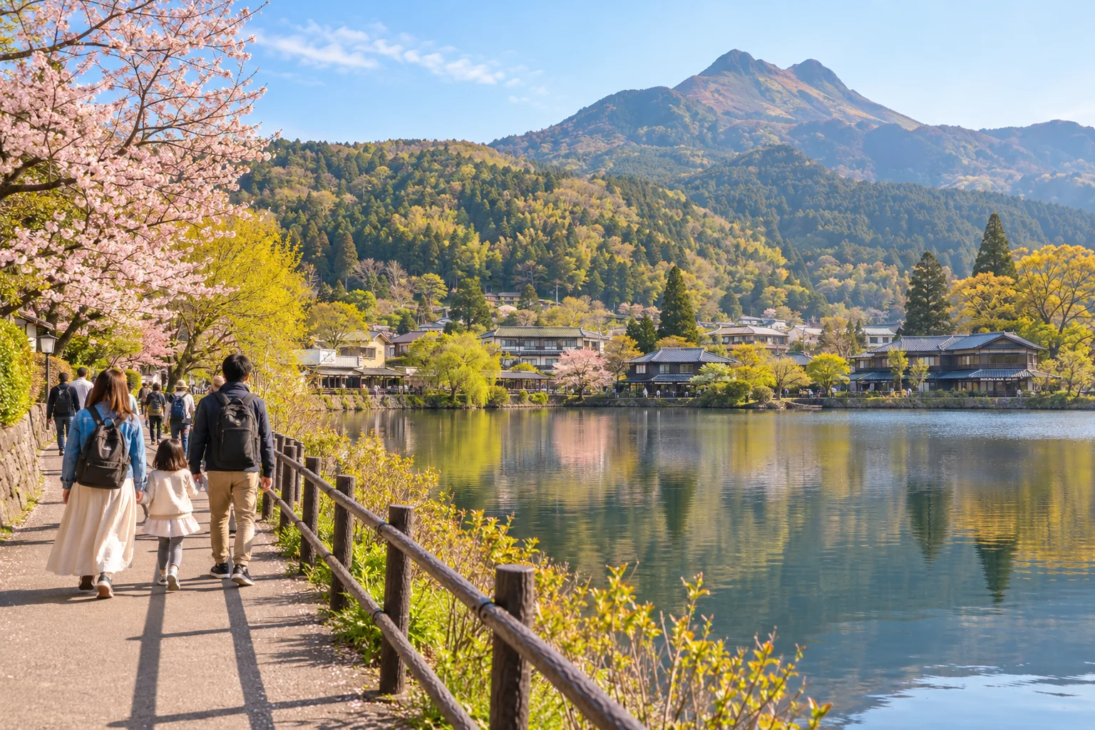 由布院金鱗湖春日湖畔