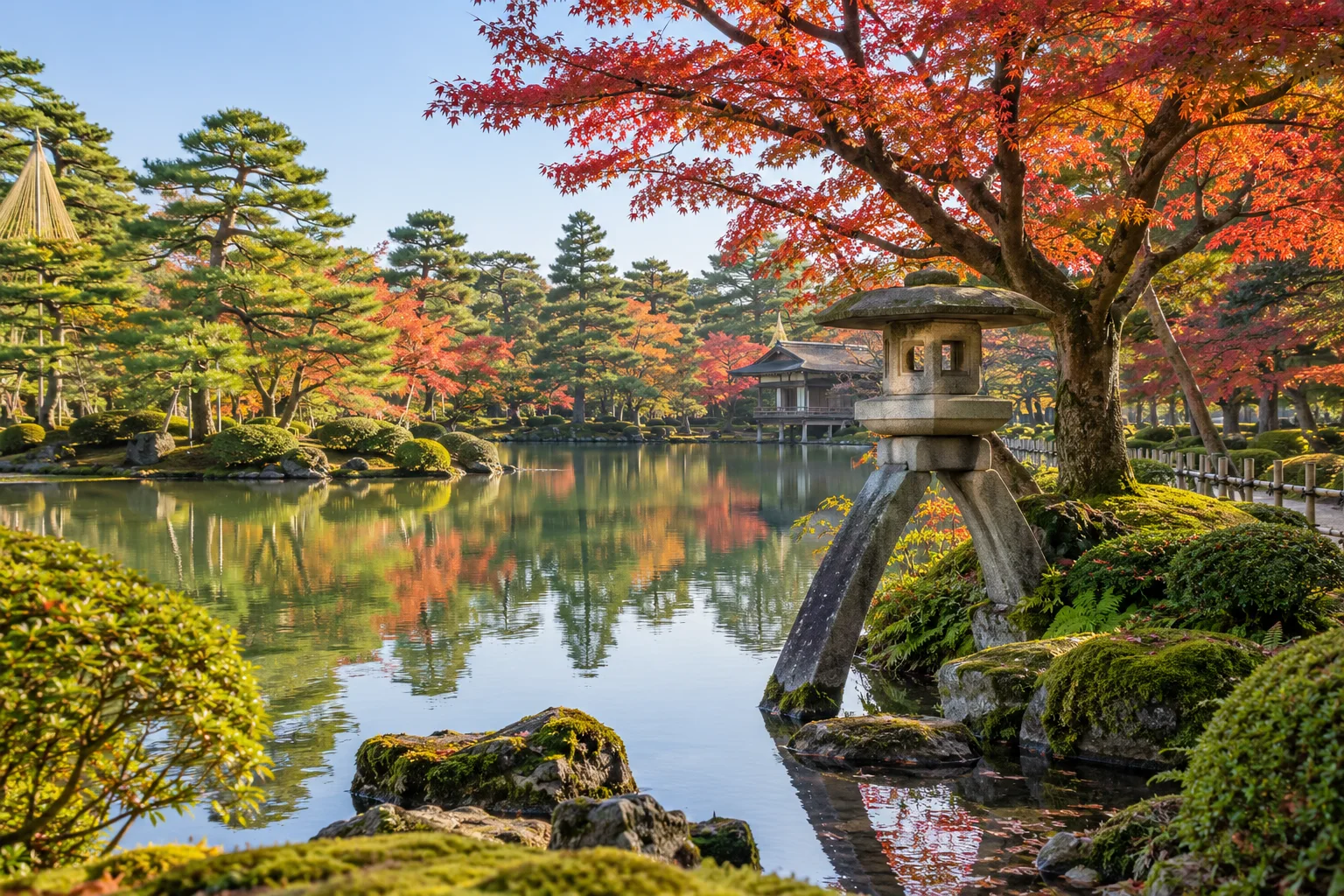 金澤兼六園秋色池景