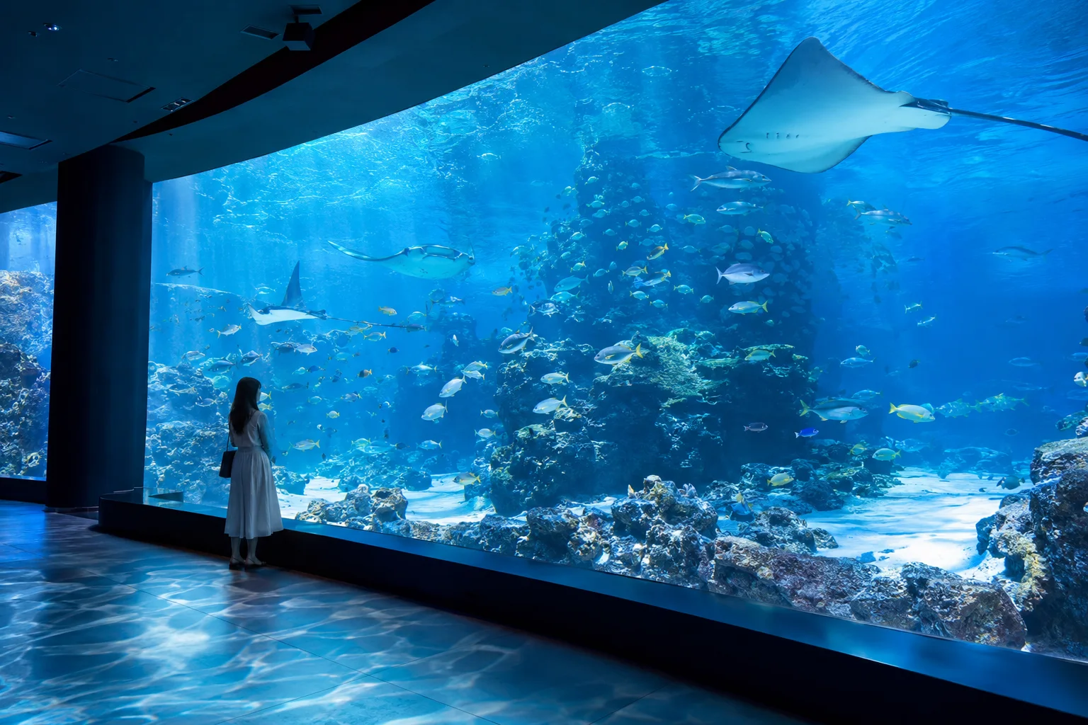 沖繩 DMM Kariyushi 水族館的海洋展缸