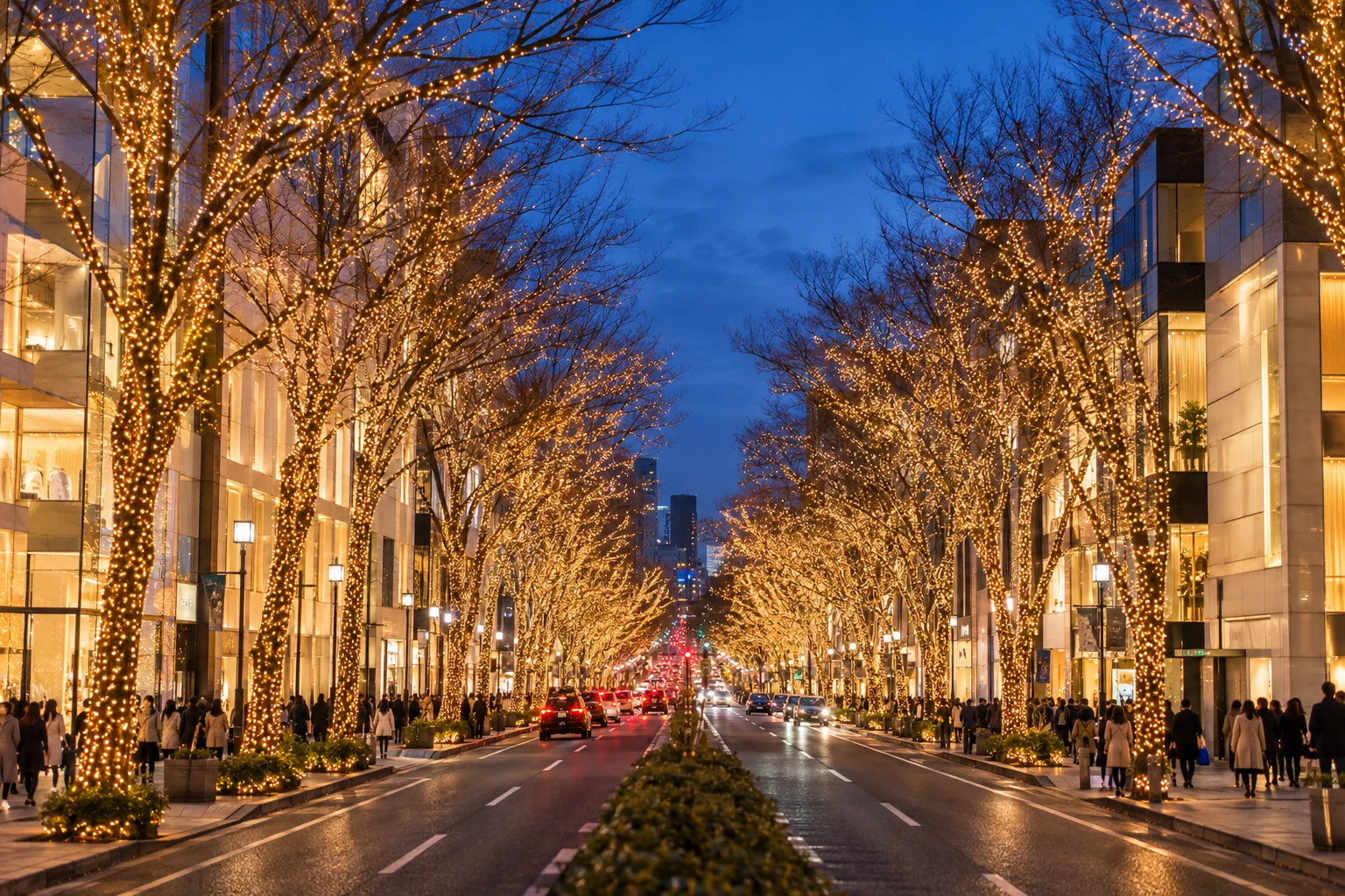表參道冬季燈飾與街景