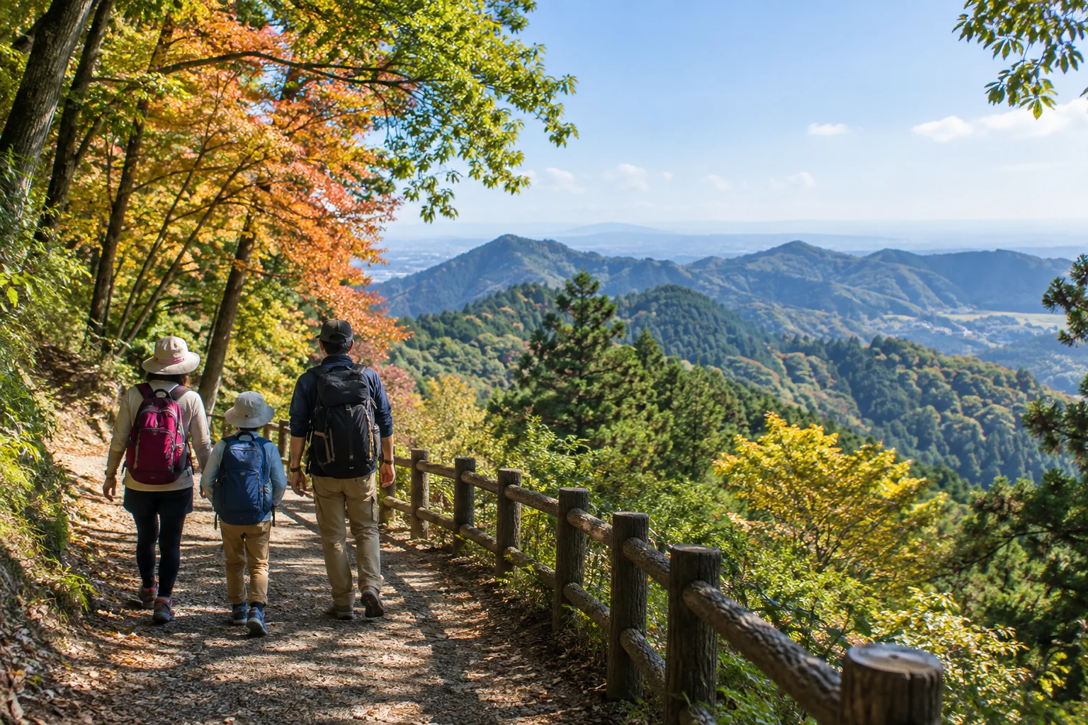 高尾山親子步道與遠山情境